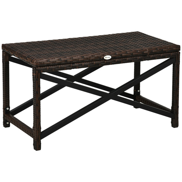 Brown resin wicker patio side table