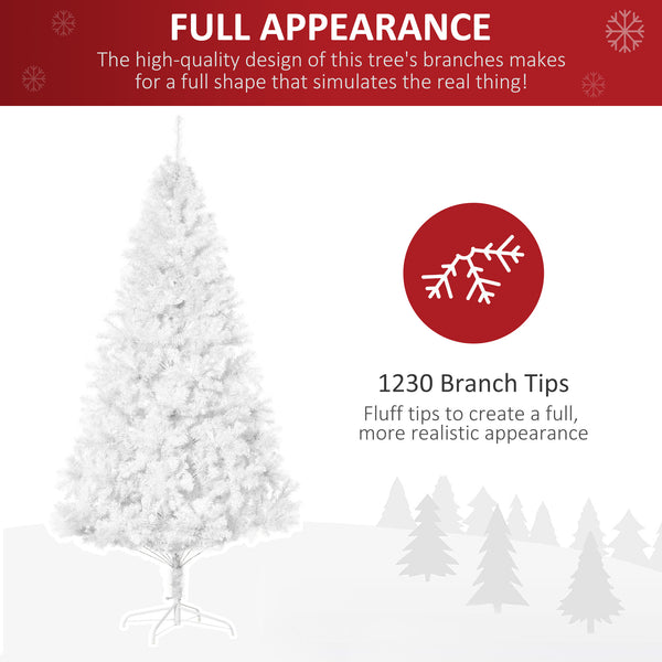 7ft White Artificial Christmas Tree with 1,230 Branches and Metal Stand