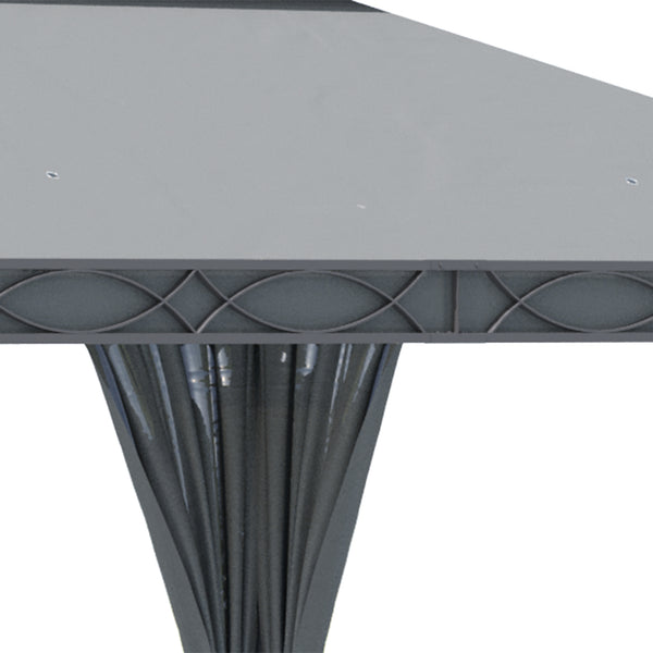 10'x13' Two-Tier Steel Covered Gazebo with Curtain, Gray