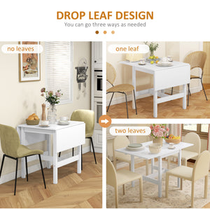 Country-style drop-leaf kitchen table for small spaces, white