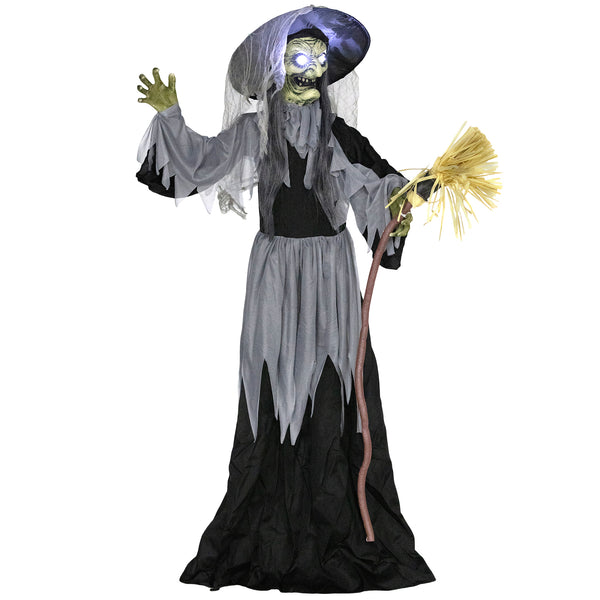 Standing Witch, Voice-Activated Accessory, Rotating Head and Flashing Eyes, Black
