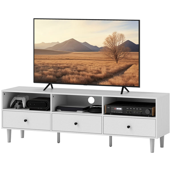 TV stand up to 75 inches with 3 storage shelves and 3 drawers, white