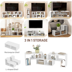 3-piece modular TV stand with 6 compartments for TVs up to 75 in. – White