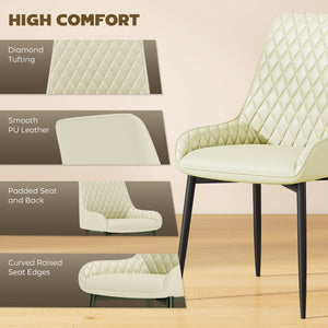 Set of 4 upholstered kitchen chairs, cream color.