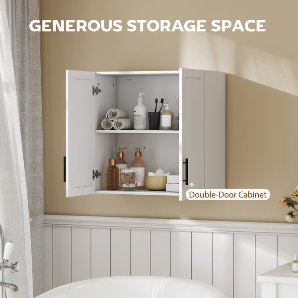 Bathroom wall cabinet with 2 doors and adjustable shelf, white