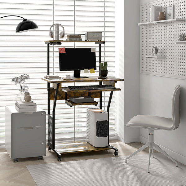 Mobile computer desk with keyboard tray