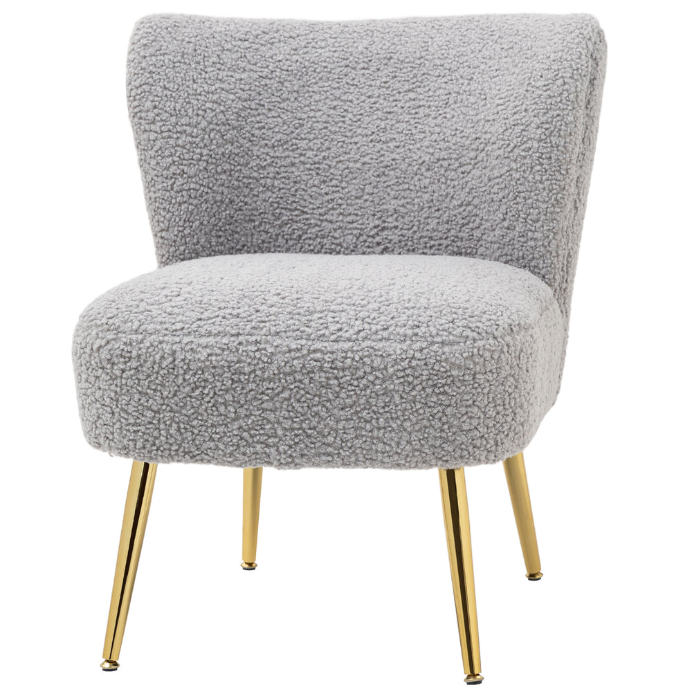 Living room armchair with soft padding and gold legs, anthracite gray