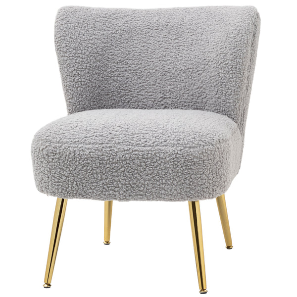 Living room armchair with soft padding and gold legs, anthracite gray