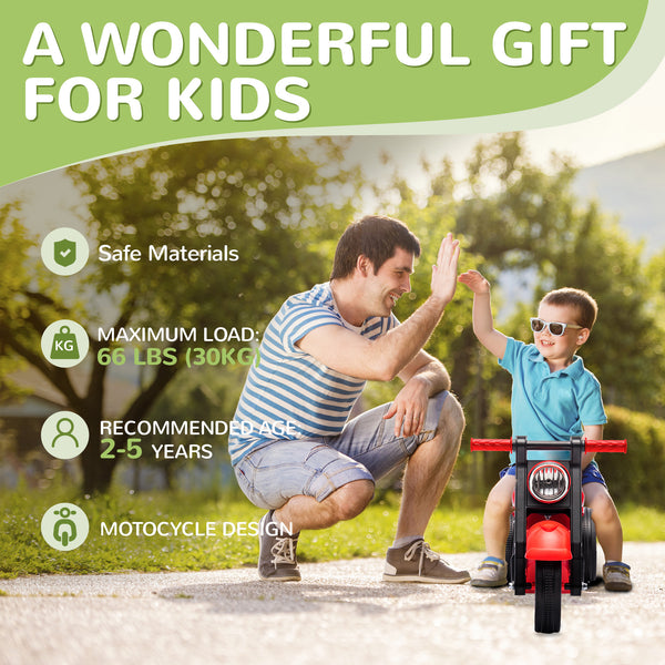 Toddler Motorcycle with Music and Bubbles, Red