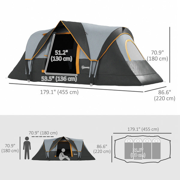 Family tent for 5-6 people with lighting hook, carrying bag, cream color