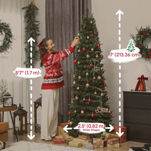 7ft collapsible artificial Christmas tree with metal stand, green, pre-lit.