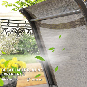 Set of 2 Patio Chairs with Armrests and High Back, Brown