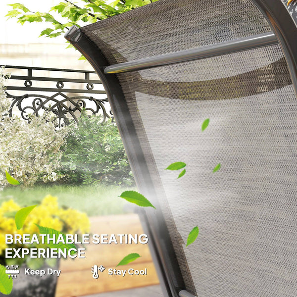 Set of 2 Patio Chairs with Armrests and High Back, Brown