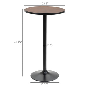 Industrial high bistro table with metal base and elm wood top