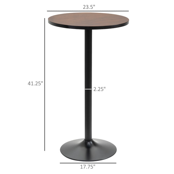 Industrial high bistro table with metal base and elm wood top
