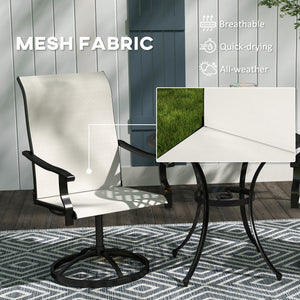 Set of 2 white outdoor swivel chairs
