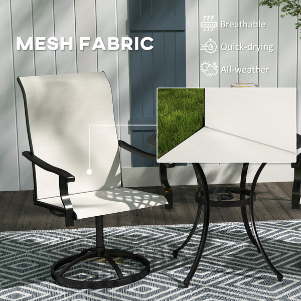Set of 2 white outdoor swivel chairs