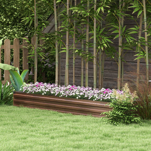 Galvanized Raised Garden Bed 8 ft. x 2 ft. x 1 ft., brown
