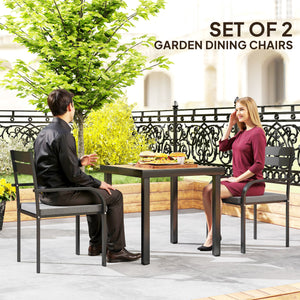 2-piece outdoor dining chairs, aluminum frame, soft cushion, gray