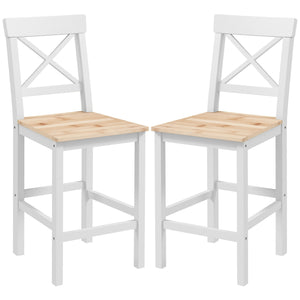 Set of 2 wooden bar stools, white