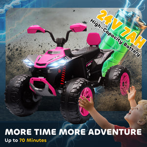 2-seater 24V electric off-road quad bike, dual motor, pink