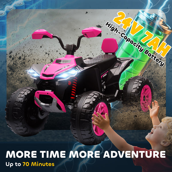 2-seater 24V electric off-road quad bike, dual motor, pink
