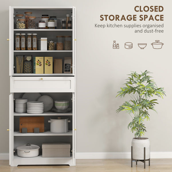 Modern storage unit with shaker doors and adjustable shelves, white