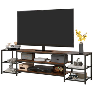 TV stand for TVs up to 80 inches with storage shelf and steel frame