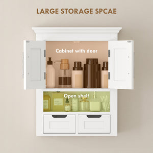 Bathroom wall cabinet with shelf, white