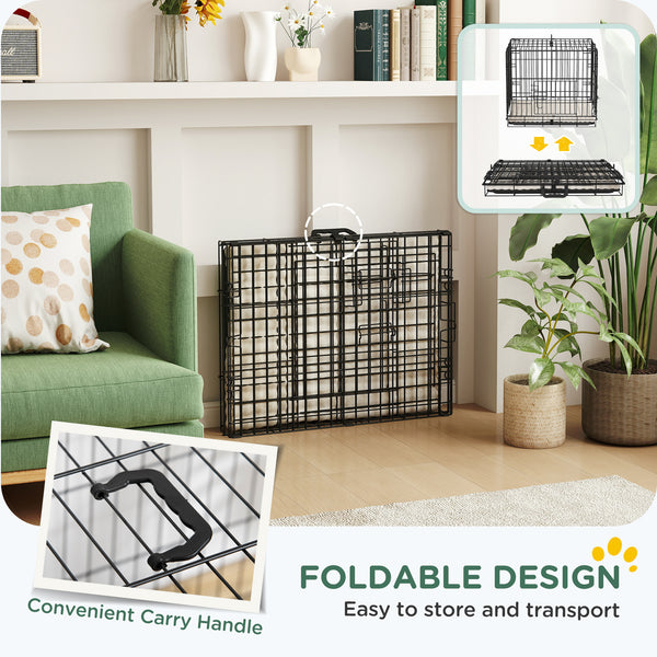 Cage with 2 doors and soft cushion, black