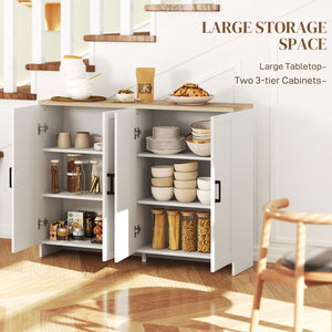 Modern sideboard with 4 doors and adjustable shelves, for dining room, white