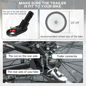 2-in-1 bike trailer with 5-point harness, rubber wheels, storage bag, black