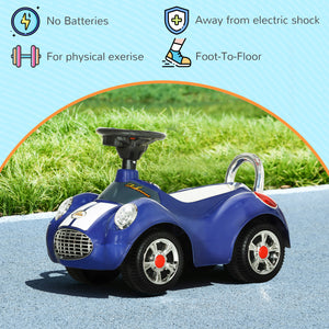 Toddler push car with music, horn, light, dark blue