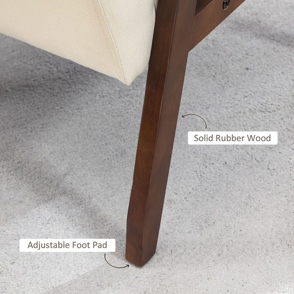 Modern accent chairs with upholstered seat, cream white