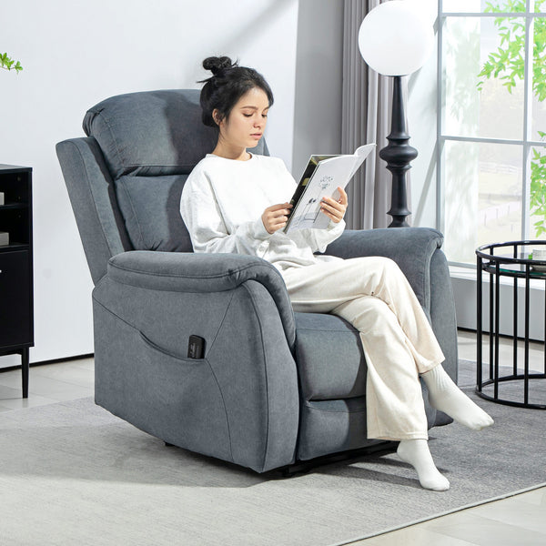 Recliner Chair with Vibration Massage and Side Pockets, Dark Gray