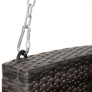 Hanging swing for 2 people in rattan with cushion and steel chains, grey