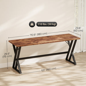 71" X-frame computer desk for home office, rustic brown