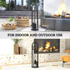 5-Piece Fireplace Accessory Set with Brush, Shovel, Poker, Tongs and Holder
