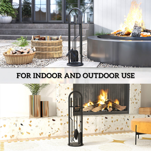 5-Piece Fireplace Accessory Set with Brush, Shovel, Poker, Tongs and Holder