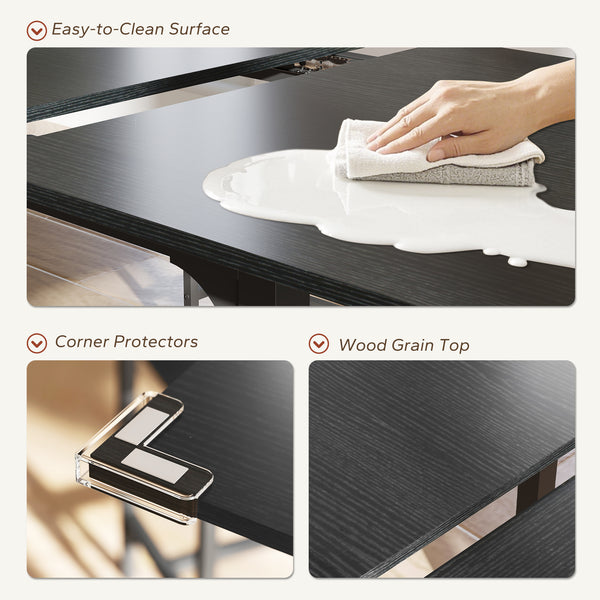 Dining Set for 4-6 People, with 2 Benches and 2 Stools, for Small Spaces, Black