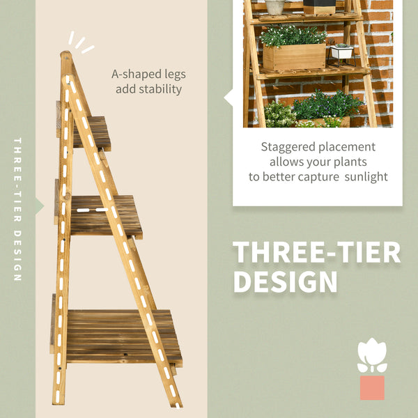 3-Tier Folding Wooden Plant Stand for Garden
