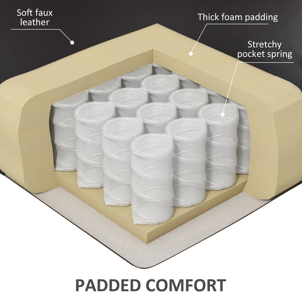 Electric lift chair in synthetic leather with remote control and side pockets, brown