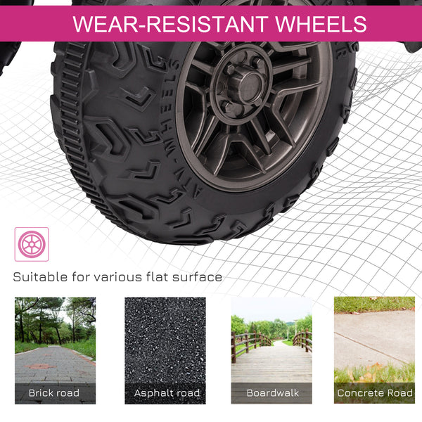 12V Off-Road Quad with MP3 Music and Spiked Tires, Pink