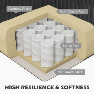 L-shaped sofa with chaise longue and spring cushion for living room or bedroom, anthracite grey