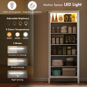 Storage unit with motion sensor and LED lighting, white