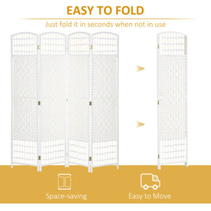 4-Panel Corrugated Fiber Folding Room Divider, White