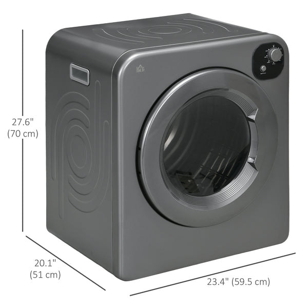 Compact Clothes Dryer, 1300W, 3.22 cu. ft., Electric, Portable, with 7 Drying Modes, for Apartment or Dorm, Gray