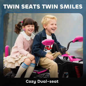 2-seater 24V electric off-road quad bike, dual motor, pink