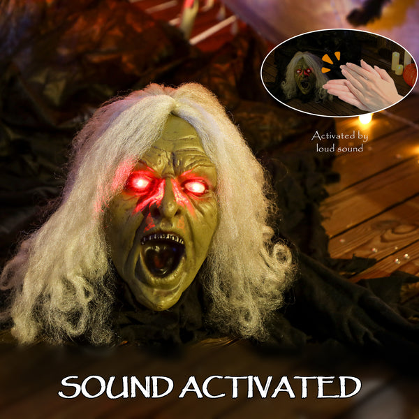 72-inch Life-Size Animated Crawling Zombie with Light-Up LED Eyes