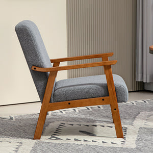 Living room armchair with wide seat and thick padding, gray